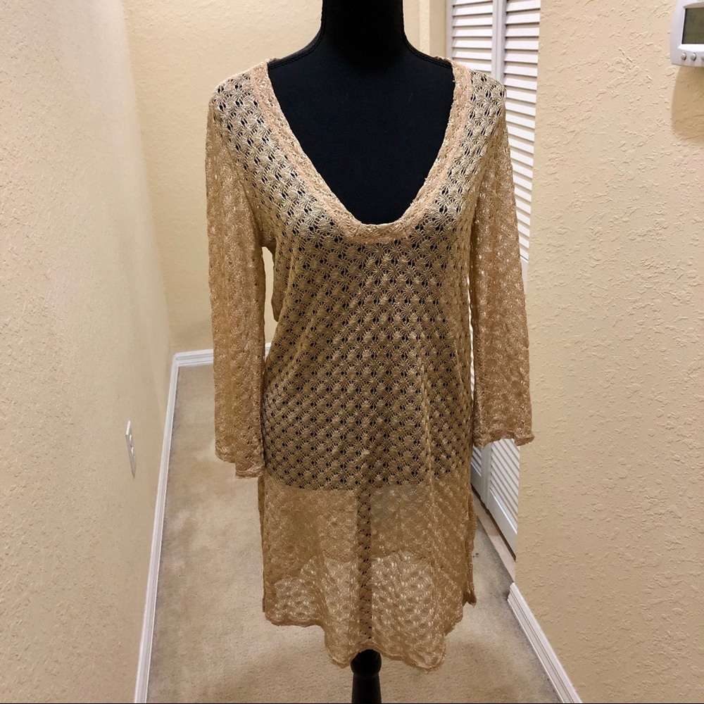 Gold knit cover up